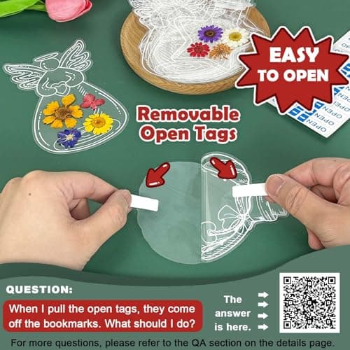 40pcs Transparent Dried Flower Bookmarks Kit, World in a Bottle Mason Jar Stickers