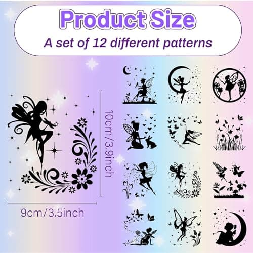 Cabin 12Pcs Fairy Silhouettes Mason Jar Decor Xmas Ornaments PVC Embellishment Black