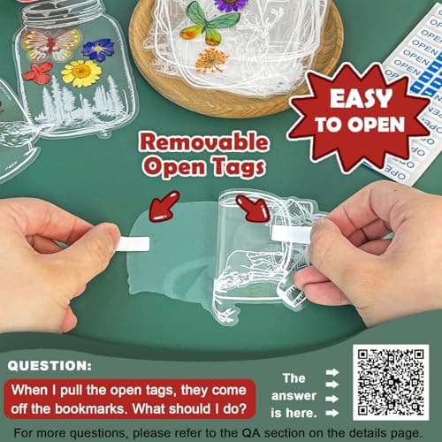 Krinisou Large Size Jar Clear Bookmarks with Flowers & Butterflies, 20Pcs Kit