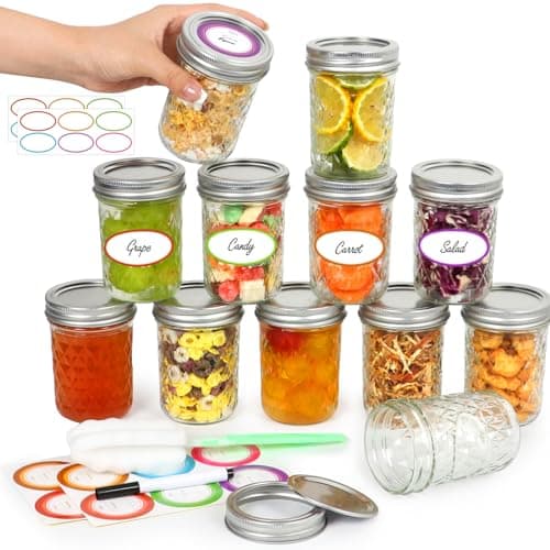 12 oz Glass Mason Jars With Lids 20 Pack for Jam and Fruit Storage
| Reusable 350ml Round Canning Jars With Silver Separable Lids for Honey and Beverages
| Mason Jars 12 fl. oz, Set of 20 for Wedding Favors and Gifts — 8fl.oz-12Pack