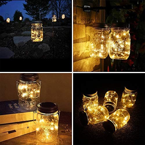 8 Pack 20 LED Waterproof Fairy Jar Lids String Lights - Warm White