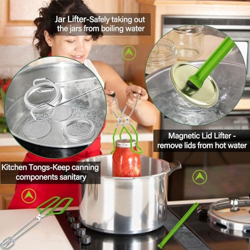 20 Quart Stainless Steel Water Bath Canner Kit with Rack & Jars & Accessories