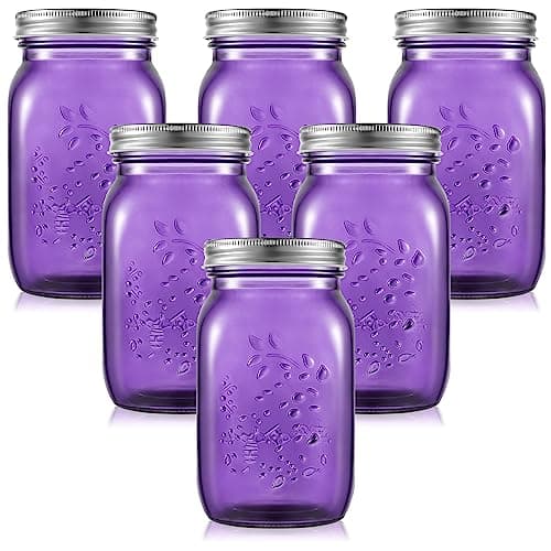 Tessco Purple 16 oz Colored Mason Jars with Lids for Crafts & Storage