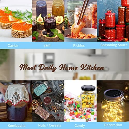 Colorful 16 oz Glass Mason Jars with Lids - 6 Pack Canning, DIY Crafts, Fermenting, Microwave & Freeze Safe