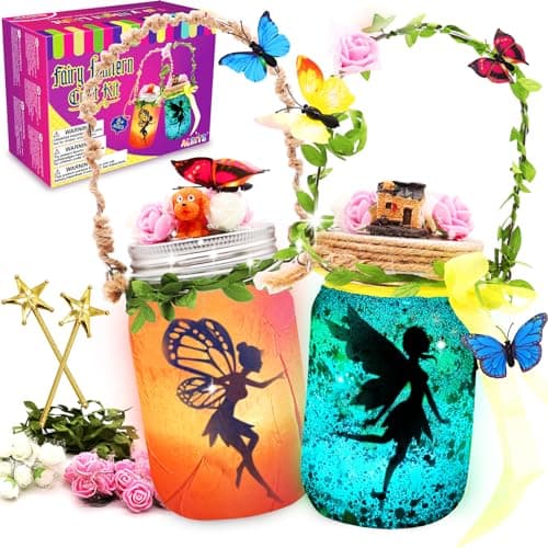 Alritz Fairy Lantern Craft Kit, Remote Control Mason Jar Night Light, Christmas Gift for Kids & Girls