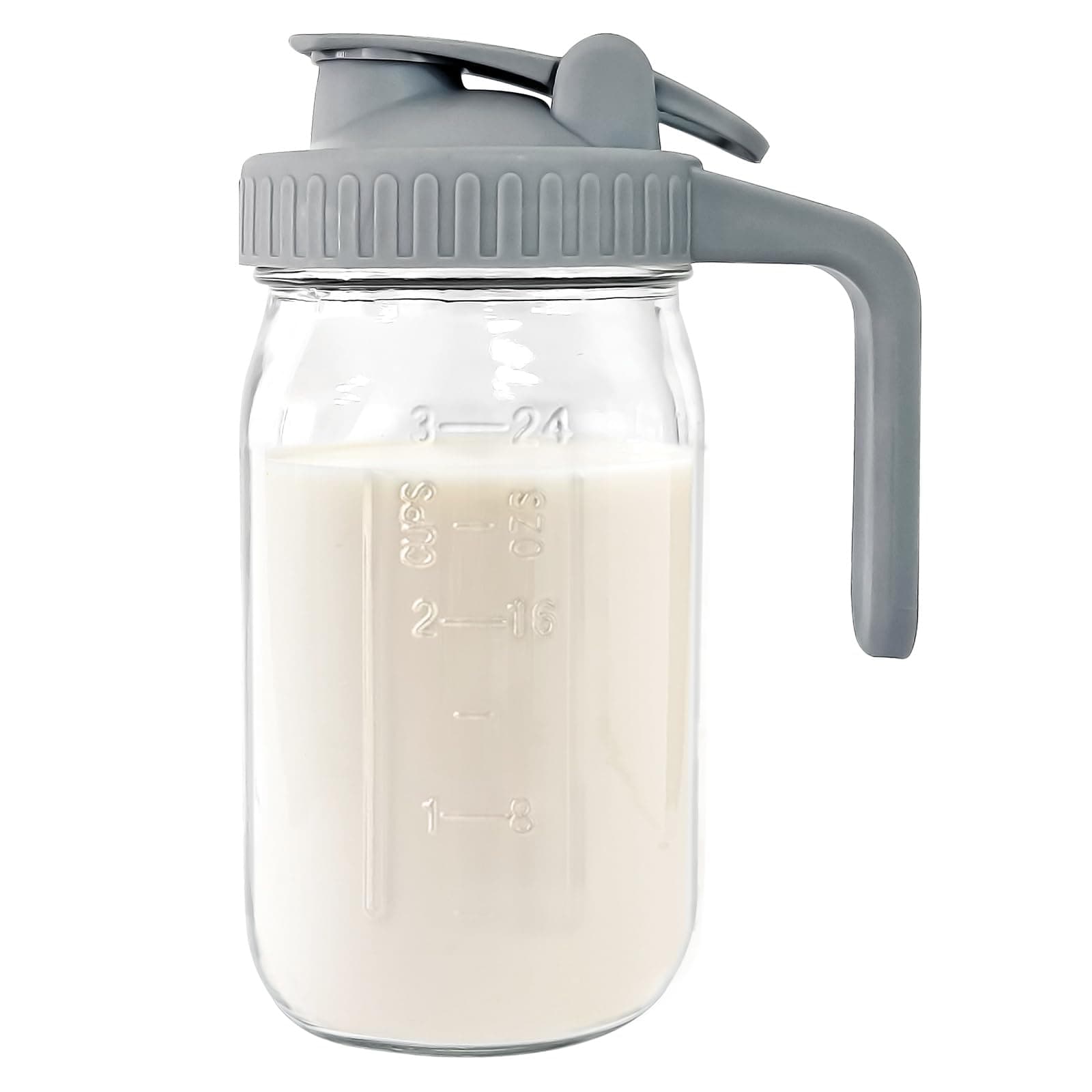 32 oz Airtight Glass Pitcher with Pour Spout for Breastmilk Storage