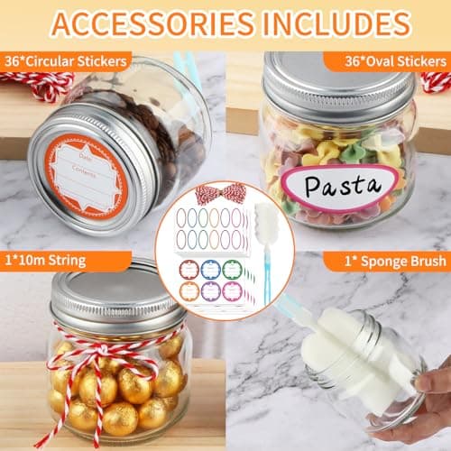 30 Pack 8 oz Mason Jars with Lids and Bands, Small Glass Canning Jars