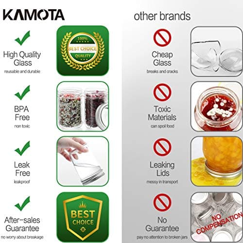 KAMOTA 8 oz Glass Mason Jars with Bands, 12 Pack for Jam, Honey, & More