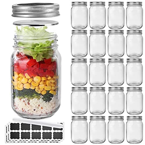 20-Pack 12 oz Clear Glass Jars with Silver Lids, Perfect for Food Storage