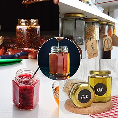 Betrome 30 Pack 6oz Hexagon Glass Jars with Gold Lids for Craft and Wedding Favors
Betrome 180ml Clear Glass Canning Jars with Gold Lids for Jams and Shower Favors
Betrome 30 Pack 6oz Hexagon Glass Jars with Gold Lids for Crafting and Kitchen Storage
