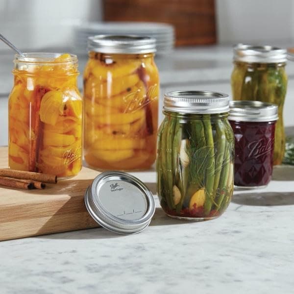 Quart Size Ball Wide Mouth Glass Mason Jars with Lids & Bands (Pack of 2)