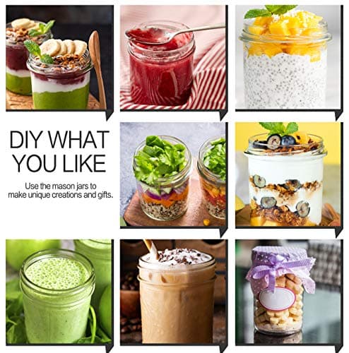 KAMOTA 8 oz Glass Mason Jars with Bands, 12 Pack for Jam, Honey, & More