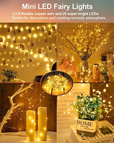 20 Pack Warm White Battery Operated Fairy Lights for Wedding Mason Jars Christmas Decorations