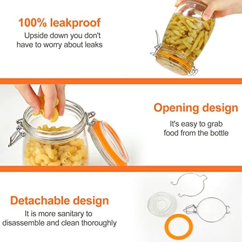 Clear 32 oz Wide Mouth Mason Jars, 4PC Set with Airtight Lid for Canning Sugar BeansCoffee