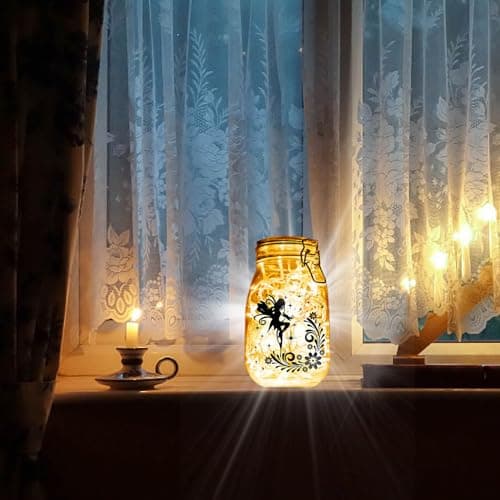 Cabin 12Pcs Fairy Silhouettes Mason Jar Decor Xmas Ornaments PVC Embellishment Black