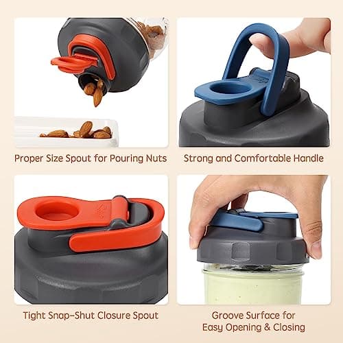 SOLIGT 4 Pack Ball Brand Mason Jar Lids, Wide Mouth Pour Spouts for Salad Dressing & Food Storage