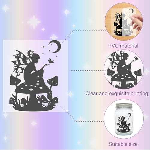CREATCABIN Fairy Silhouettes Mason Jar Decor Ornaments for Frosted Glass