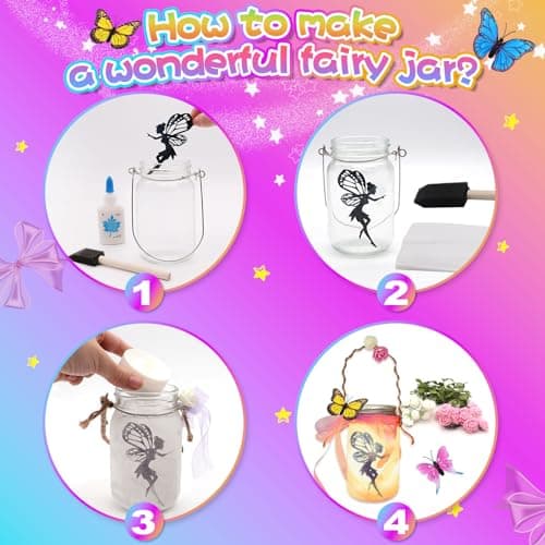 Alritz Fairy Lantern Craft Kit, Remote Control Mason Jar Night Light, Christmas Gift for Kids & Girls