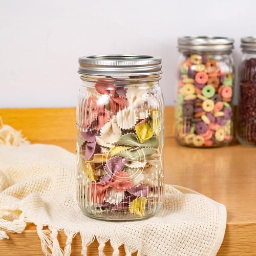 Amzcku 32oz Vintage Mason Jars with Lids - 4 Pack for Storage, Canning & DIY Crafts