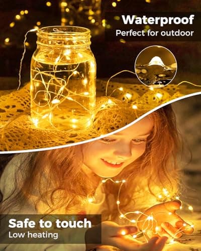 btfarm 12 Pack Warm White 7ft LED Fairy Lights for Mason Jars & Party Centerpieces