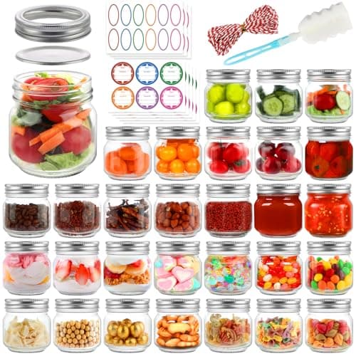 30 Pack 8 oz Mason Jars with Lids and Bands, Small Glass Canning Jars