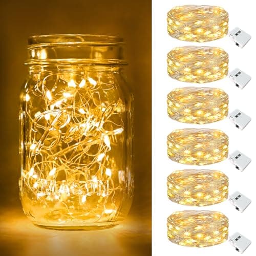 BTFarm 6 Pack Battery Operated 7ft Twinkle LED Fairy Lights 3 Modes Waterproof