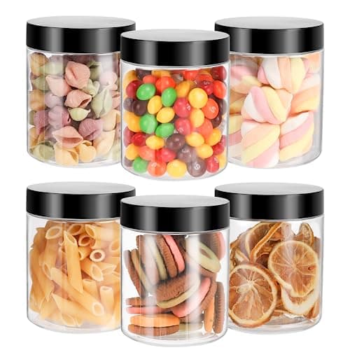 Mfacoy 6 Pack 8 oz Clear Leakproof Plastic Jars with Lids, Perfect for Storing Dry Food, Candy, and More