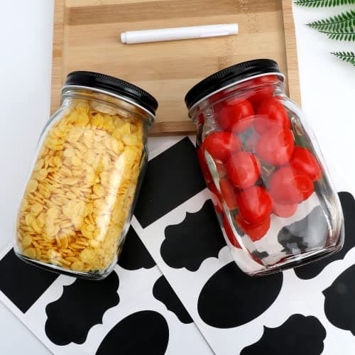 QAPPDA Clear 32 oz Wide Mouth Glass Mason Jar Set of 12 with Airtight Lid for Pickles, Jams, Canning