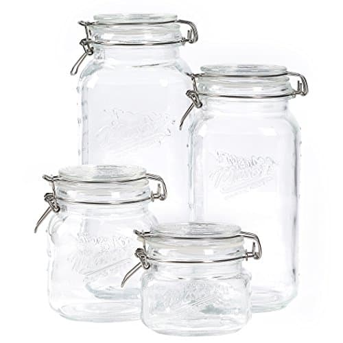 Airtight Kitchen Food Storage Clear Glass Clamp Jars by Mason Craft & More