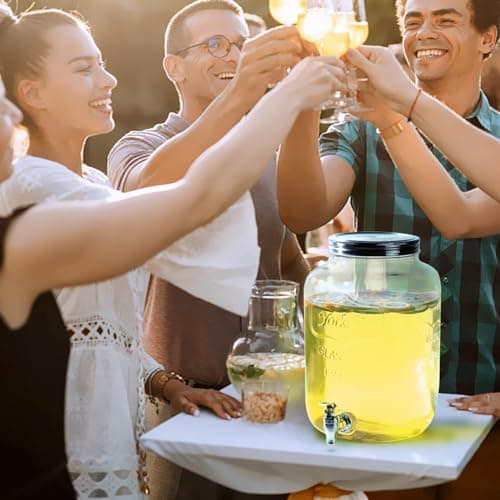 100% Leakproof 2-Gallon Sun Tea Dispenser with Press-Spigots and Chalkboard Lid