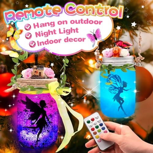 Alritz Fairy Lantern Craft Kit, Remote Control Mason Jar Night Light, Christmas Gift for Kids & Girls