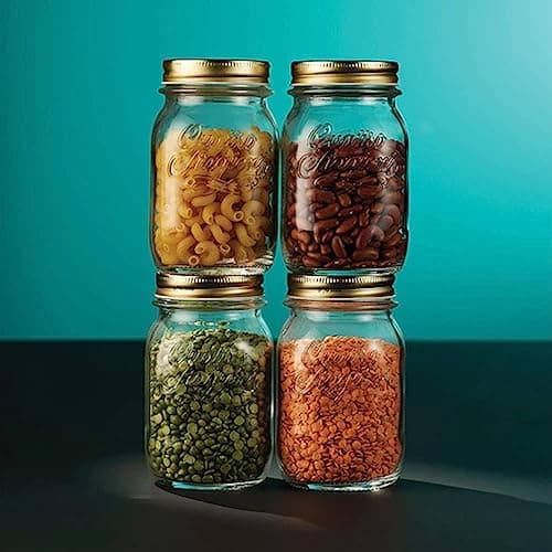 Bormioli Rocco Quattro Stagioni 17oz 12-Pack Glass Jars, Airtight Lid, Dry Food Storage, Italian Made