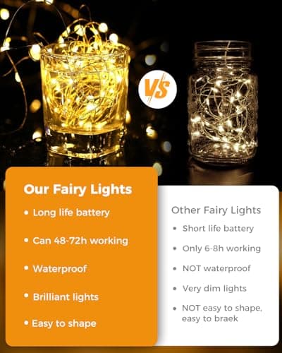 btfarm 12 Pack Warm White 7ft LED Fairy Lights for Mason Jars & Party Centerpieces