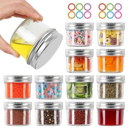 AuroTrends 4 oz Silver Lids Mason Jars 12Pcs for Candles Jams Spices