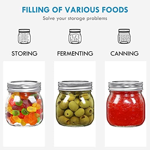 YEBODA 9 Pack Wide Mouth Mason Jars, 10 oz, Glass Canning Jars