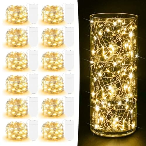 7ft Warm White Copper Wire Fairy Lights - Battery Operated Mini String Lights for DIY Crafts & Party Centerpieces — Warm White