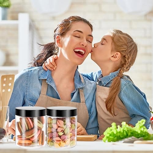Mfacoy 6 Pack 8 oz Clear Leakproof Plastic Jars with Lids, Perfect for Storing Dry Food, Candy, and More
