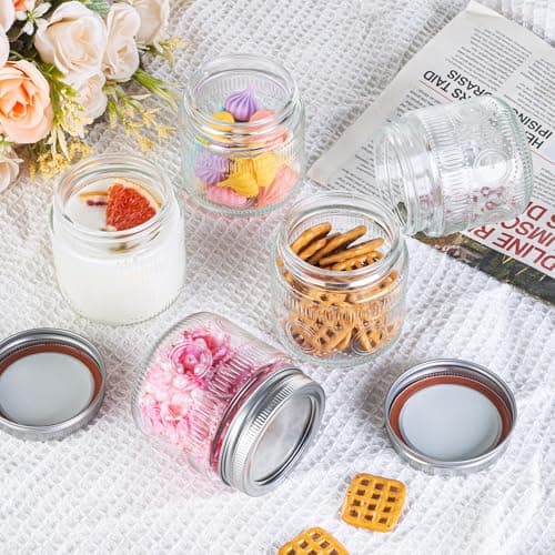 Amzcku 12 Pack 8 oz Vintage Mason Jars with Lids, Canning, Pickling & Storage Solutions