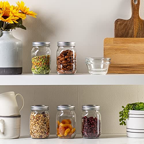6-Pack 16 oz. Glass Mason Jars with Airtight Lids for Canning & Meal Prep