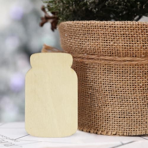 30 Pack 4 Inch Wood Mason Jar Cutouts for Home Party Decoration Craft Project