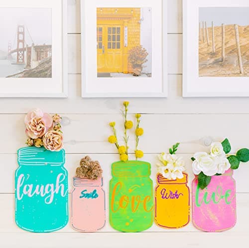 Woodpeckers 10 x 6-inch Unfinished Wood Mason Jar Signs, Pack of 3 for Farmhouse Kitchen Crafts