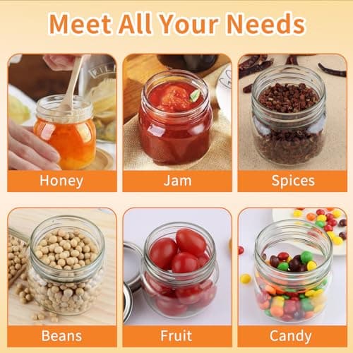 30 Pack 8 oz Mason Jars with Lids and Bands, Small Glass Canning Jars