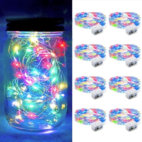 24 Pack Waterproof 20 LED Fairy Lights for Mason Jar Party (Multicolor) — Rainbow