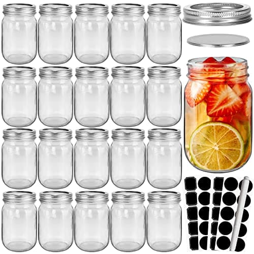 CycleMore 350ml Wide Mouth Glass Mason Jars, Silver Lids, Ideal for Honey, Jam, and Crafts