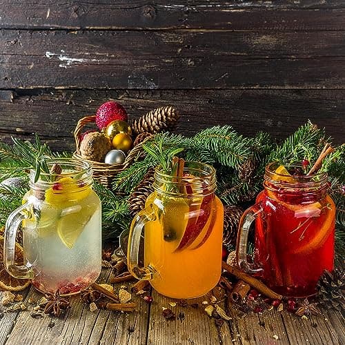 TANGLONG Mason Jar Cups, 16 oz, 12 Pack with Handle and Lid