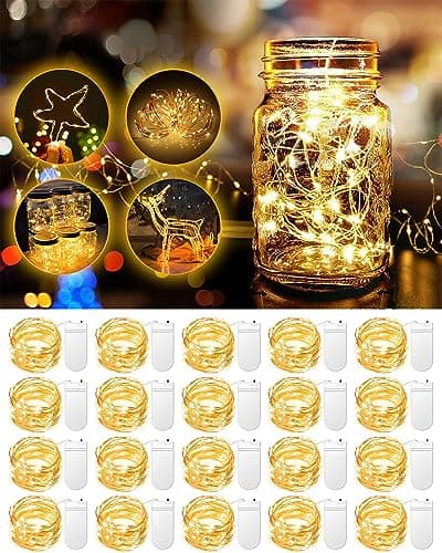 20 Pack Warm White Battery Operated Fairy Lights for Wedding Mason Jars Christmas Decorations