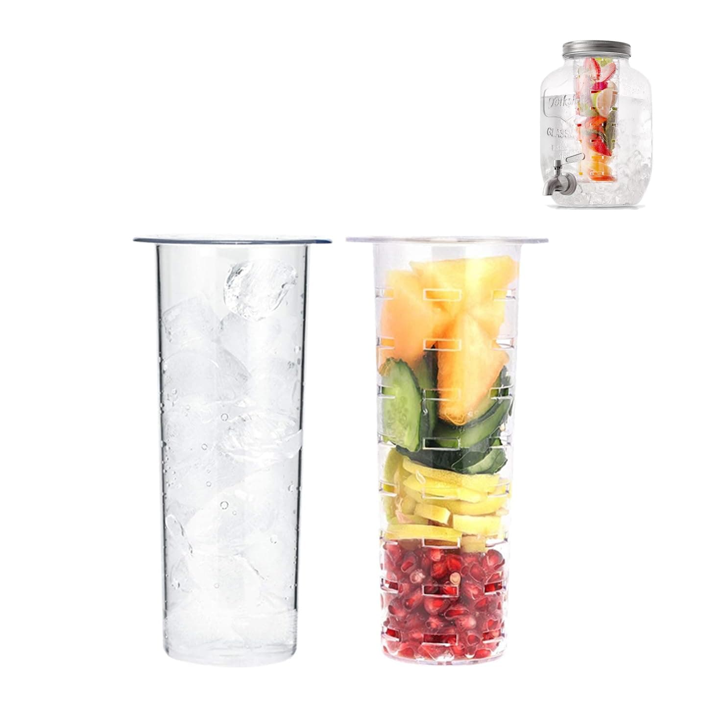 Fruit Infuser and Ice Cylinder for 1 Gallon Mason Jars, Perfect for Big-Batch Drinks