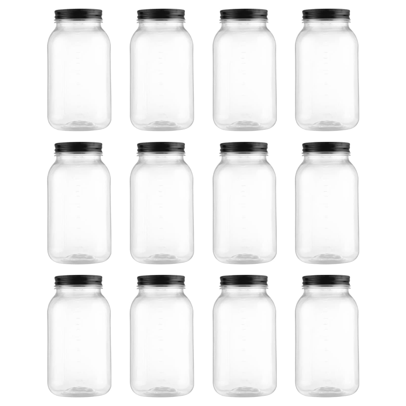 Novelinks 32 OZ Clear Plastic Mason Jars with Lids - Dishwasher Safe Plastic Mason Jars 32 OZ Plastic Jars with Lids for Kitchen & Household Storage (12 Pack) (Black)

Novelinks Dishwasher Safe 32 OZ Clear Plastic Mason Jars with Lids - For Kitchen &