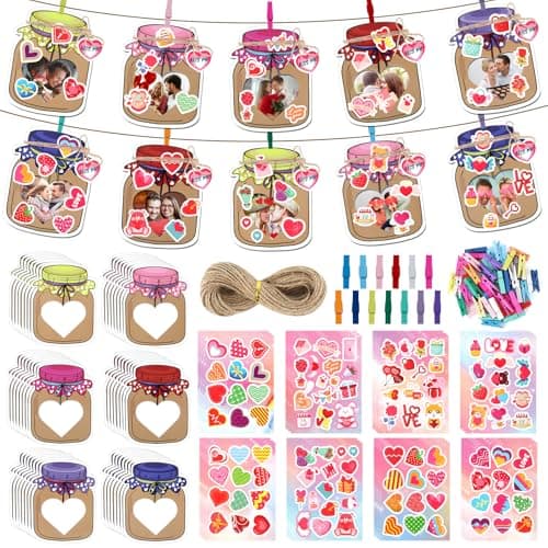 Valentine's Day Craft Kits: DIY Mason Jar Picture Frames & Stickers forKids