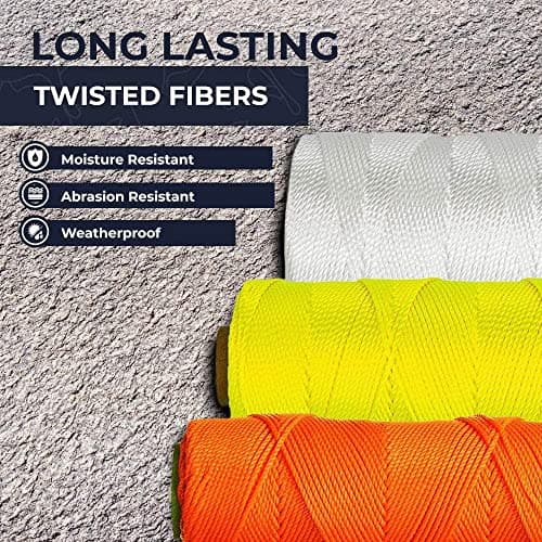 SGT KNOTS Fluorescent Yellow 275ft Twisted Mason Nylon String for Masonry & DIY Projects